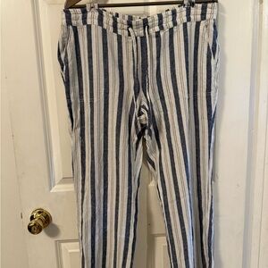 Per Se Navy and Cream Striped Pants